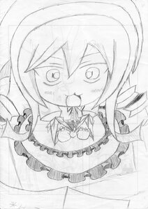 Rating: Safe Score: 0 Tags: 1girl blush chibi dress drill_hair full_body greyscale hair_between_eyes image long_hair monochrome open_mouth smile solo suiseiseki traditional_media User: admin