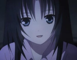 Rating: Safe Score: 0 Tags: 1girl :d blue_eyes human image kakizaki_megu looking_at_viewer monochrome open_mouth screenshot simple_background smile solo User: admin
