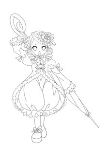 Rating: Safe Score: 0 Tags: 1girl auto_tagged bloomers bow dress drill_hair full_body greyscale image kanaria long_sleeves monochrome open_mouth simple_background smile solo standing twin_drills umbrella white_background User: admin