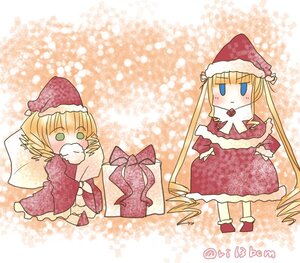 Rating: Safe Score: 0 Tags: 2girls blonde_hair blue_eyes bow hat hinaichigo image long_hair multiple_girls pair polka_dot santa_hat shinku short_hair User: admin