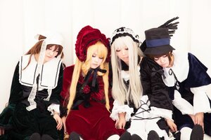 Rating: Safe Score: 0 Tags: 4girls 5girls blonde_hair brown_hair closed_eyes dress flower hat long_hair long_sleeves multiple_cosplay multiple_girls rose short_hair silver_hair sitting tagme twins User: admin