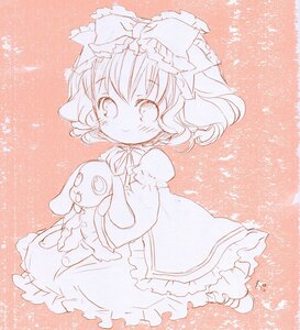 Rating: Safe Score: 0 Tags: 1girl blush bow dress eyebrows_visible_through_hair hinaichigo image long_sleeves looking_at_viewer monochrome short_hair smile solo stuffed_animal traditional_media User: admin