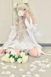 Rating: Safe Score: 0 Tags: 1girl blonde_hair blue_eyes bouquet checkered checkered_background checkered_floor dress eyepatch flower hair_ornament halftone halftone_background kirakishou lolita_fashion long_hair polka_dot polka_dot_background rose sitting solo white_flower white_rose User: admin
