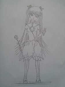 Rating: Safe Score: 0 Tags: 1girl akemi_homura bow dress flower gloves greyscale hair_ribbon image kaname_madoka kirakishou long_hair looking_at_viewer monochrome photo ribbon rose smile solo standing thighhighs traditional_media two_side_up zettai_ryouiki User: admin