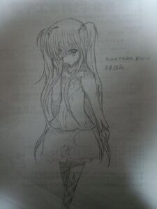 Rating: Safe Score: 0 Tags: 1girl dated greyscale hair_ornament image kirakishou long_hair long_sleeves looking_at_viewer monochrome solo traditional_media User: admin
