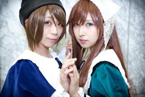 Rating: Safe Score: 0 Tags: 2girls bangs blue_dress blurry brown_hair depth_of_field green_eyes hat head_scarf heterochromia lips long_hair looking_at_viewer multiple_cosplay multiple_girls red_eyes siblings sisters smile souseiseki suiseiseki swept_bangs tagme twins User: admin