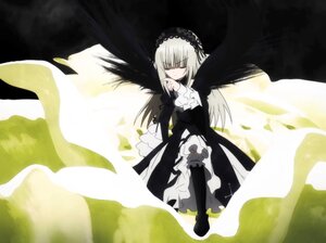 Rating: Safe Score: 0 Tags: 1girl black_dress black_footwear black_wings boots closed_eyes dress flower frills full_body hairband image lolita_hairband long_hair long_sleeves ribbon solo suigintou very_long_hair wings User: admin