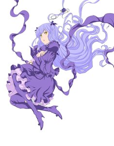 Rating: Safe Score: 0 Tags: 1girl barasuishou dress frills image long_hair purple_dress solo striped striped_background vertical_stripes very_long_hair wavy_hair yellow_eyes User: admin
