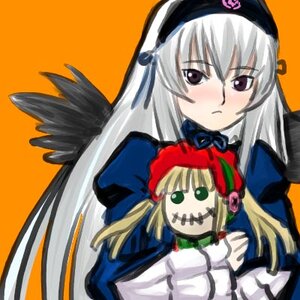 Rating: Safe Score: 0 Tags: 2girls black_wings blonde_hair blush dress hairband hina_ichigo image long_sleeves multiple_girls orange_background pair red_dress shinku silver_hair simple_background suigintou wings User: admin
