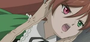 Rating: Safe Score: 0 Tags: 1girl :o bangs black_neckwear black_ribbon brown_hair dress frills green_dress hair_between_eyes heterochromia image long_hair looking_at_viewer neck_ribbon open_mouth red_eyes ribbon solo suiseiseki User: admin