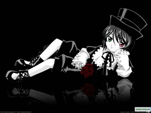 Rating: Safe Score: 0 Tags: 1boy artist_name flower green_eyes hat heterochromia image lolita_fashion otoko_no_ko red_eyes red_flower red_rose rose solo souseiseki spot_color top_hat twitter_username watermark web_address User: admin