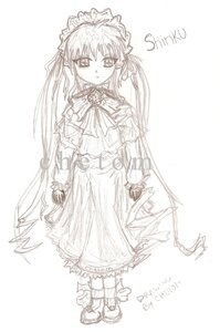 Rating: Safe Score: 0 Tags: 1girl bowtie brooch dress frills full_body image long_hair long_sleeves looking_at_viewer monochrome shinku shoes simple_background solo standing twintails very_long_hair white_background User: admin