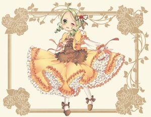 Rating: Safe Score: 0 Tags: 1girl ahoge dress drill_hair flower frills full_body green_eyes green_hair hair_ornament heart image kanaria lolita_fashion long_sleeves one_eye_closed pantyhose rose shoes smile solo striped twin_drills white_legwear User: admin