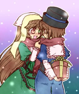 Rating: Safe Score: 0 Tags: 2girls auto_tagged blush brown_hair dress green_eyes hat image incest long_hair long_sleeves multiple_girls pair scarf short_hair siblings sisters smile souseiseki suiseiseki top_hat twins very_long_hair yuri User: admin