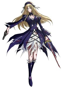 Rating: Safe Score: 0 Tags: 1girl auto_tagged blonde_hair blood blue_eyes breasts dress gun handgun hat image injury long_hair ribbon solo suigintou torn_clothes weapon User: admin