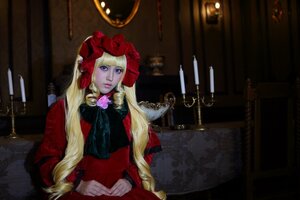 Rating: Safe Score: 0 Tags: 1girl blonde_hair blue_eyes dress flower indoors lips long_hair looking_at_viewer red_dress rose shinku sitting solo twintails vase very_long_hair User: admin