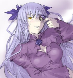 Rating: Safe Score: 0 Tags: 1girl bangs barasuishou blue_flower blue_rose blush breasts cleavage dress eyepatch flower grin hair_ribbon image large_breasts long_hair long_sleeves looking_at_viewer photoshop_(medium) purple_flower purple_rose ribbon rose rozen_maiden shirayuki_shoushirou smile solo suigintou upper_body very_long_hair yellow_eyes User: admin