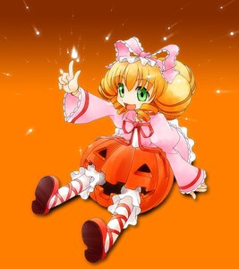 Rating: Safe Score: 0 Tags: 1girl blonde_hair bloomers bow dress drill_hair frills green_eyes halloween hina_ichigo hinaichigo image jack-o'-lantern long_sleeves open_mouth orange_background pink_bow pumpkin short_hair smile solo User: admin