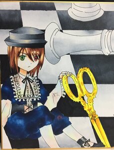 Rating: Safe Score: 0 Tags: 1girl argyle argyle_background argyle_legwear board_game brown_hair checkered checkered_background checkered_floor chess_piece dress green_eyes hat heterochromia image marker_(medium) on_floor perspective red_eyes ribbon short_hair sitting solo souseiseki tile_floor tiles top_hat traditional_media User: admin