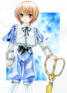 Rating: Safe Score: 0 Tags: 1girl blonde_hair capelet frills green_eyes heterochromia image long_sleeves looking_at_viewer pants red_eyes short_hair solo souseiseki standing traditional_media User: admin