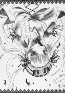 Rating: Safe Score: 0 Tags: 1girl blush doujinshi doujinshi_#121 dress feathers flower frills greyscale hairband image long_hair long_sleeves looking_at_viewer monochrome multiple ribbon rose solo suigintou traditional_media User: admin