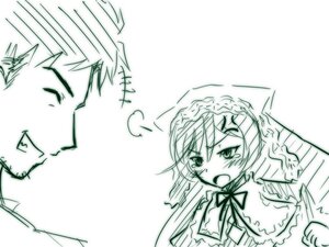 Rating: Safe Score: 0 Tags: 1boy 1girl angry blush dress image long_hair long_sleeves monochrome open_mouth ribbon simple_background sketch solo suiseiseki white_background User: admin