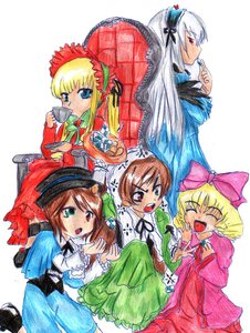 Rating: Safe Score: 0 Tags: blonde_hair blue_eyes blush bonnet bow brown_hair cup dress drill_hair frills green_dress heterochromia hina_ichigo image long_hair long_sleeves multiple multiple_girls open_mouth pink_bow red_eyes shinku siblings silver_hair sitting souseiseki suigintou suiseiseki tagme tea teacup very_long_hair white_background wings User: admin