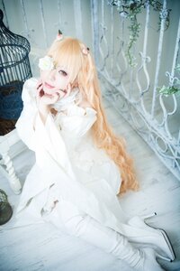 Rating: Safe Score: 0 Tags: 1girl bandages birdcage blonde_hair blurry cage depth_of_field dress hair_ornament indoors kirakishou lips long_hair sitting solo very_long_hair white_dress User: admin