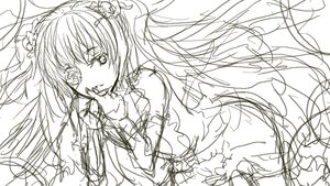 Rating: Safe Score: 0 Tags: 1girl bare_shoulders dress flower hair_flower hair_ornament hatsune_miku image kirakishou long_hair looking_at_viewer monochrome sketch smile solo very_long_hair wings User: admin