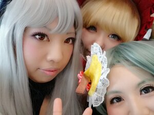 Rating: Safe Score: 0 Tags: 3girls black_eyes blonde_hair blue_eyes face food fruit grey_eyes lips long_hair looking_at_viewer multiple_cosplay multiple_girls portrait realistic tagme white_hair User: admin