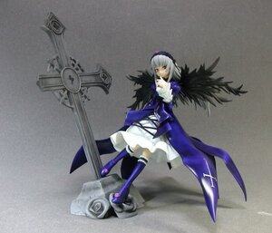 Rating: Safe Score: 0 Tags: 1girl black_wings boots doll dress figure frills full_body hairband knee_boots long_sleeves photo rose silver_hair solo standing suigintou thighhighs weapon wings User: admin