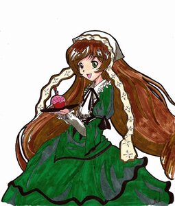 Rating: Safe Score: 0 Tags: 1girl brown_hair dress frills green_dress green_eyes heterochromia image long_hair long_sleeves open_mouth ribbon smile solo suiseiseki very_long_hair white_background User: admin