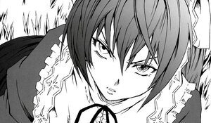 Rating: Safe Score: 0 Tags: 1girl apron eyebrows_visible_through_hair frills greyscale image looking_at_viewer maid maid_headdress monochrome parted_lips ribbon solo suiseiseki User: admin