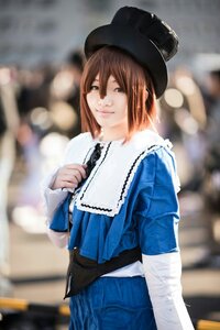 Rating: Safe Score: 0 Tags: 1girl blurry blurry_background brown_eyes brown_hair denim depth_of_field hat long_sleeves looking_at_viewer outdoors photo short_hair smile solo souseiseki User: admin