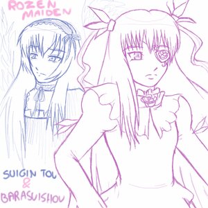 Rating: Safe Score: 0 Tags: 2girls barasuishou black_wings dress english_text hairband image long_hair long_sleeves looking_at_viewer monochrome multiple_girls pair simple_background suigintou two_side_up white_background wings User: admin