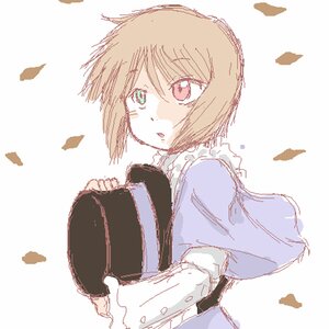 Rating: Safe Score: 0 Tags: 1girl :o auto_tagged brown_hair dress feathers hat hat_removed headwear_removed heterochromia holding image long_sleeves looking_at_viewer red_eyes short_hair solo souseiseki striped striped_background upper_body vertical_stripes User: admin