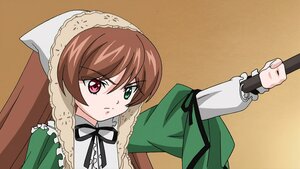 Rating: Safe Score: 0 Tags: 1girl black_ribbon brown_hair dress frills frown green_dress green_eyes heterochromia image long_sleeves looking_at_viewer red_eyes ribbon simple_background solo suiseiseki User: admin