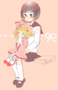 Rating: Safe Score: 0 Tags: 2girls auto_tagged blonde_hair blush bow brown_hair closed_eyes dress drill_hair food hair_bow hina_ichigo hinaichigo image kashiwaba_tomoe kneehighs mary_janes multiple_girls pink_bow school_uniform serafuku shoes short_hair smile solo User: admin