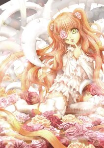 Rating: Safe Score: 0 Tags: 1girl blonde_hair dress finger_to_mouth flower frills hair_flower hair_ornament image kirakishou long_hair pink_flower pink_rose rose sitting solo thighhighs thorns very_long_hair vines wings User: admin