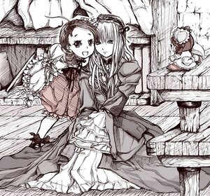 Rating: Safe Score: 0 Tags: 3girls auto_tagged dress frills greyscale hairband image kanaria long_hair long_sleeves monochrome multiple_girls pair smile suigintou User: admin