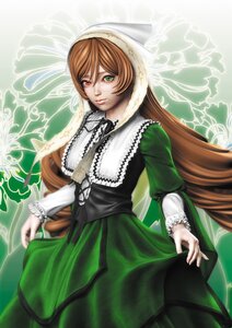 Rating: Safe Score: 0 Tags: 1girl brown_hair corset dress frills green_dress green_eyes heterochromia image long_hair long_sleeves looking_at_viewer red_eyes skirt_hold solo suiseiseki very_long_hair User: admin