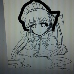 Rating: Safe Score: 0 Tags: 1girl :t blush closed_mouth dress drill_hair eyebrows_visible_through_hair image long_hair monochrome photo pout shinku solo traditional_media upper_body User: admin