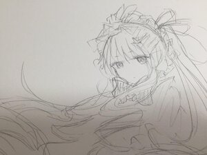 Rating: Safe Score: 0 Tags: 1girl eyebrows_visible_through_hair hair_ribbon hat image long_hair looking_at_viewer monochrome ribbon shinku sketch solo traditional_media User: admin