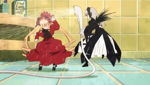 Rating: Safe Score: 0 Tags: 1boy 1girl auto_tagged blonde_hair bonnet dress image long_hair long_sleeves pair shinku standing suigintou very_long_hair User: admin