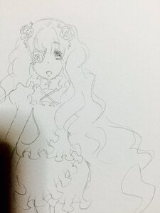Rating: Safe Score: 0 Tags: 1girl blush dress flower frills hair_flower hair_ornament image kirakishou long_hair long_sleeves monochrome rose solo tears traditional_media User: admin