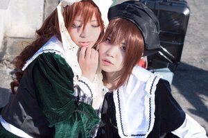 Rating: Safe Score: 0 Tags: 2girls bangs blue_eyes brown_hair closed_eyes dress green_dress hat hug lips long_hair long_sleeves multiple_cosplay multiple_girls realistic siblings sisters suiseiseki tagme twins User: admin