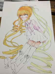 Rating: Safe Score: 0 Tags: 1girl blonde_hair blush colored_pencil_(medium) dress drill_hair image long_hair long_sleeves photo ringlets shinku shoes solo thighhighs traditional_media twin_drills twintails very_long_hair white_legwear zettai_ryouiki User: admin