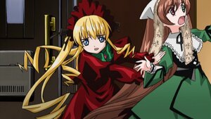 Rating: Safe Score: 0 Tags: 2girls blonde_hair blue_eyes bonnet bow dress drill_hair frills green_dress image long_hair long_sleeves multiple_girls open_mouth pair parody red_dress red_eyes shinku suiseiseki twin_drills twintails very_long_hair User: admin