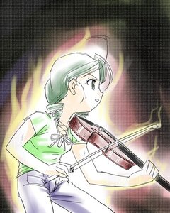 Rating: Safe Score: 0 Tags: 1girl ahoge braid chain-link_fence green_eyes halftone halftone_background image kanaria long_hair mole_under_eye pants polka_dot polka_dot_background shirt short_sleeves solo User: admin