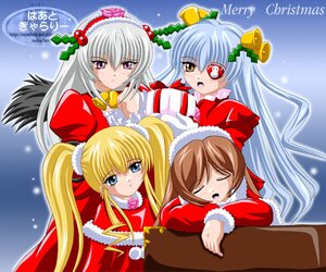 Rating: Safe Score: 0 Tags: 4girls :d :o adapted_costume barasuishou bell black_wings blonde_hair blue_eyes blue_hair blush brown_hair christmas closed_eyes dress eyepatch flower fur_trim gift hair_ornament hairband head_tilt heart heart_eyepatch holding hood image imai_kazunari lolita_hairband long_hair long_sleeves multiple multiple_girls open_mouth parted_lips rose rozen_maiden santa_costume shinku sidelocks silver_hair smile suigintou suiseiseki tagme twintails two_side_up very_long_hair wings User: admin